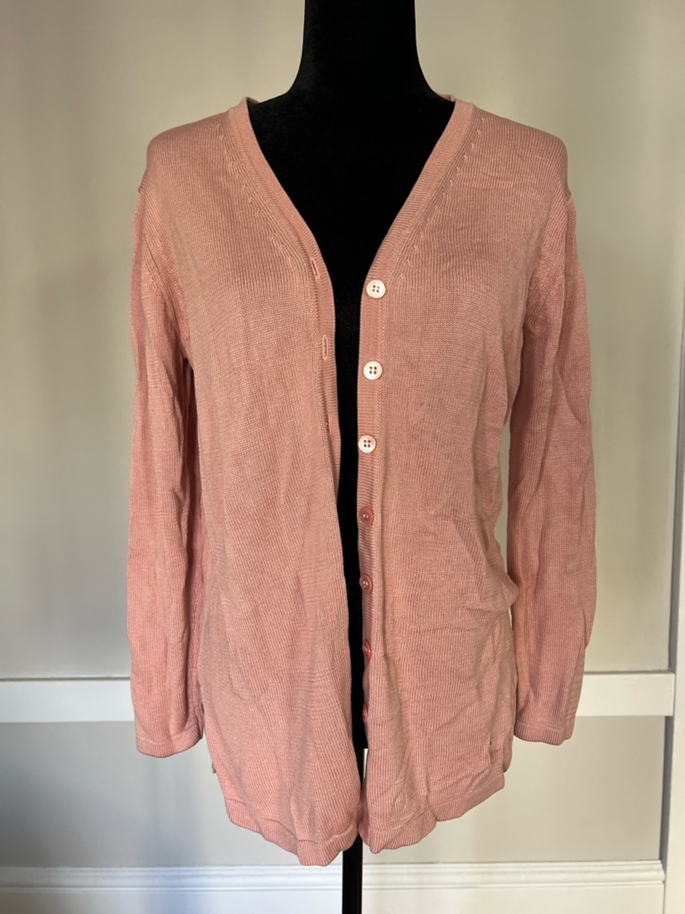 Neiman Marcus Exclusive Women's 100% Silk Lightweight Pink Button-Front Cardigan